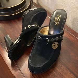 Black Suede NWOT Coach Mules